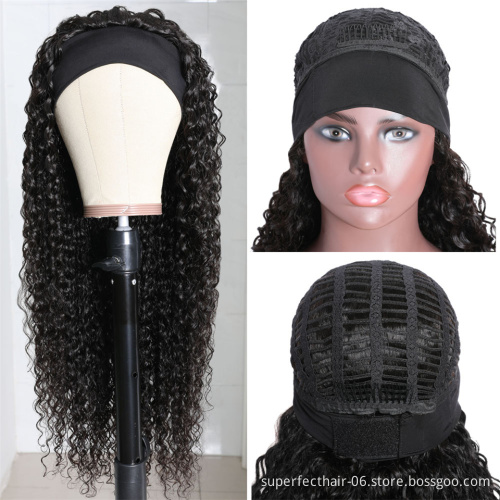 Brown headband wig headband wig curly human hair wigs for black women